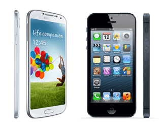 Samsung Galaxy S4 and iPhone 5 image