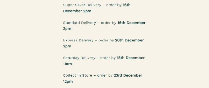 The Body Shop Christmas Delivery Dates