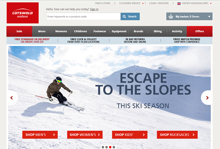 Cotswold Outdoor Homepage