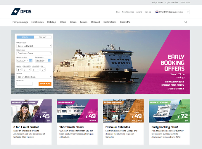 DFDS Homepage Screenshot