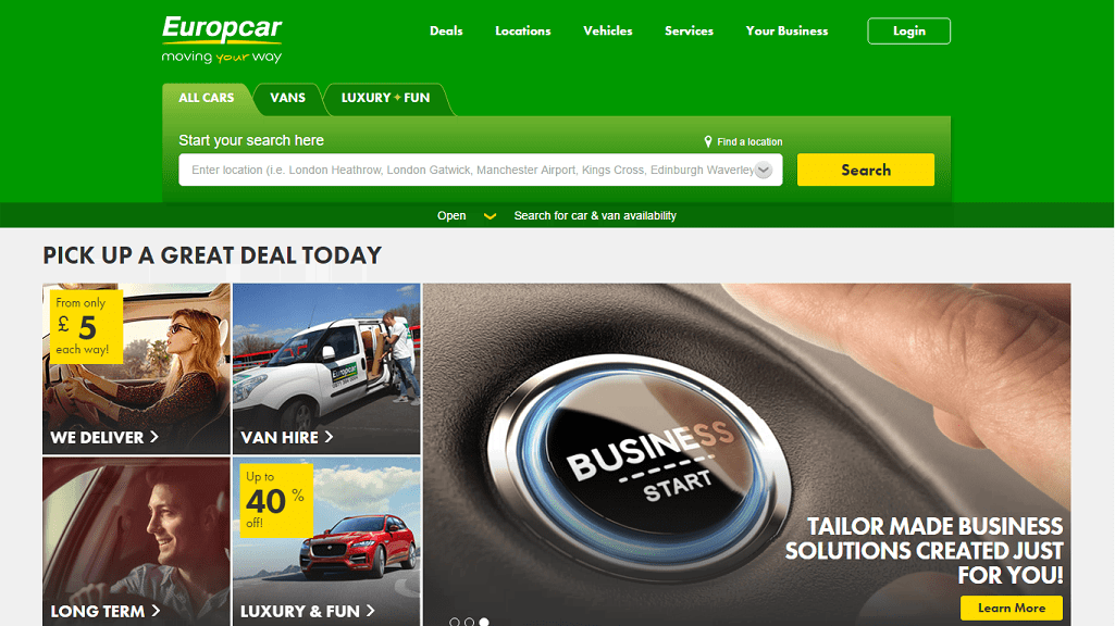 Europcar Homepage Screenshot