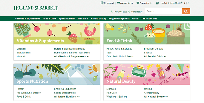 Holland and Barrett Homepage Screenshot