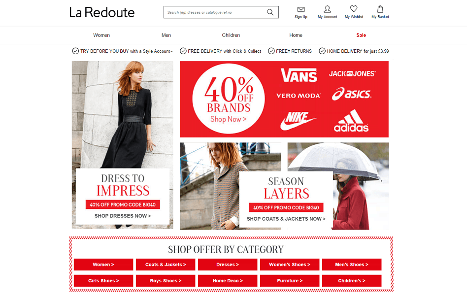 La Redoute Homepage Screenshot