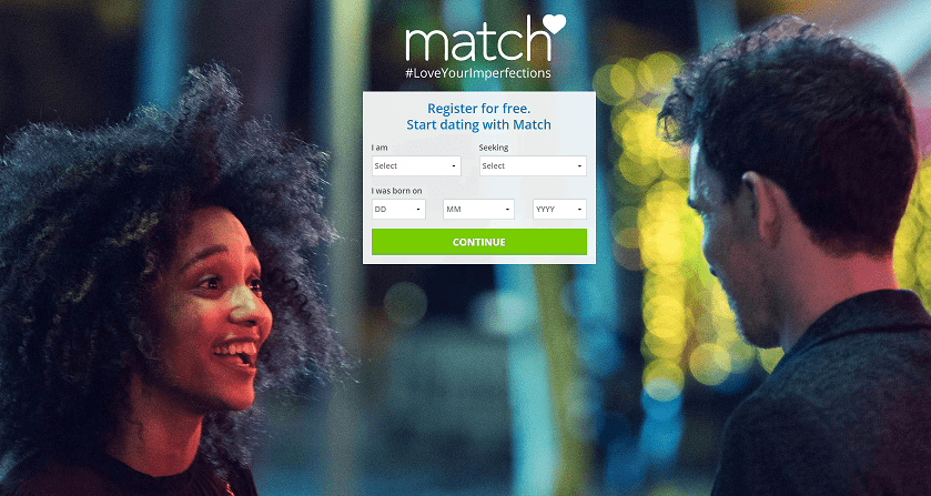Match.com Dating Homepage Screenshot