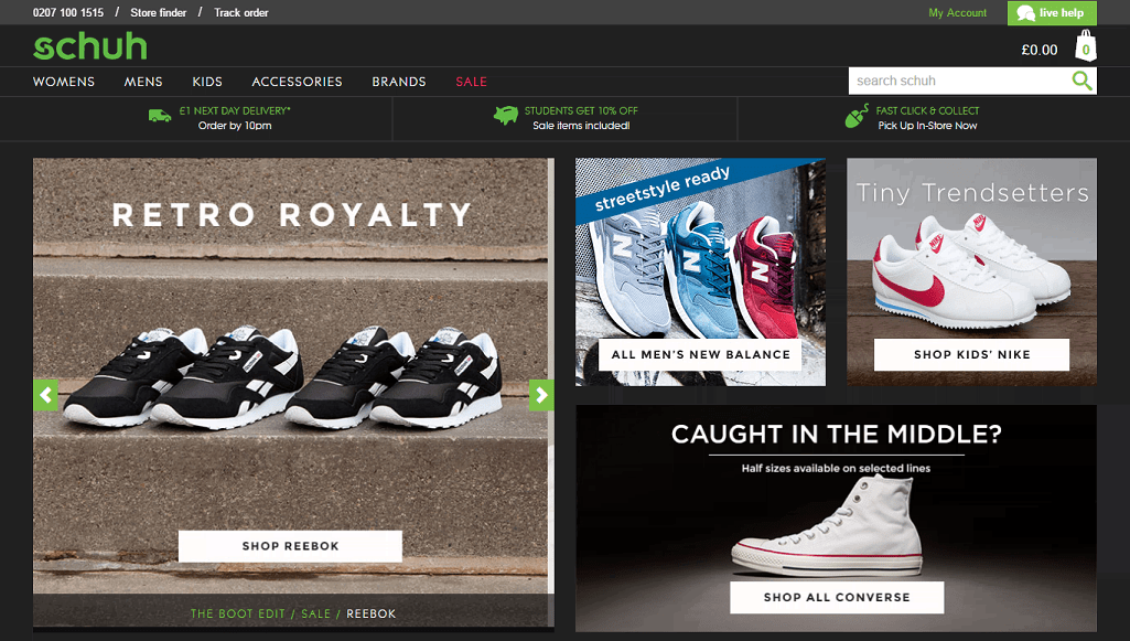 Schuh Footwear Homepage Screenshot