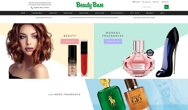 Beauty Base Homepage Screenshot