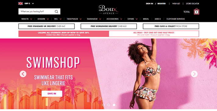 Boux Avenue Homepage Screenshot