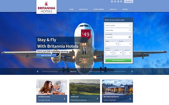 Britannia Hotels Homepage Screenshot