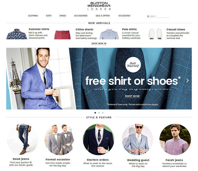 Burton Menswear Homepage Screenshot