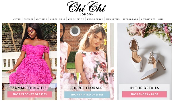 Chi Chi London Homepage Screenshot