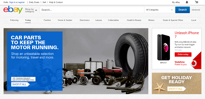 eBay UK Homepage Screenshot