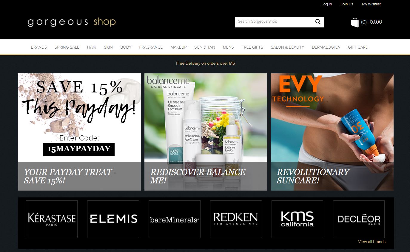 Gorgeous Shop Homepage Screenshot