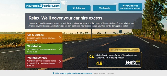Insurance4CarHire Homepage Screenshot