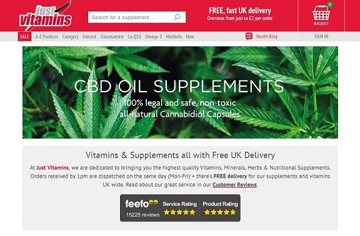 Just Vitamins Homepage Screenshot