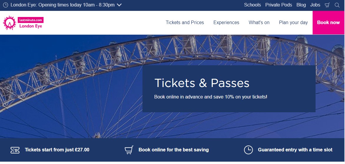 London Eye Homepage Screenshot
