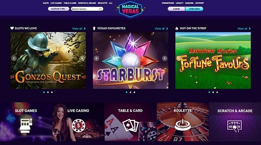 Magical Vegas Homepage Screenshot