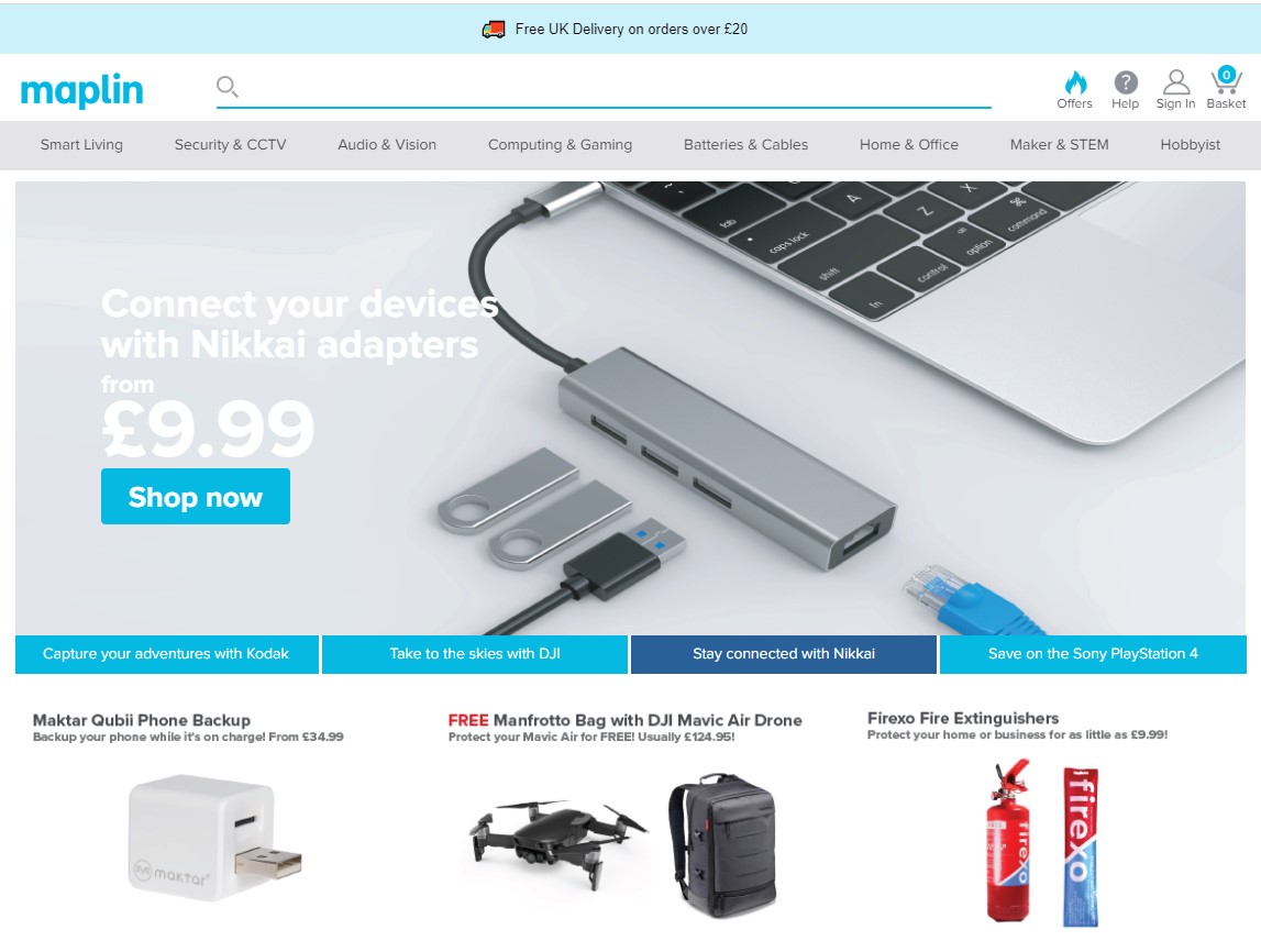 Maplin Homepage Screenshot