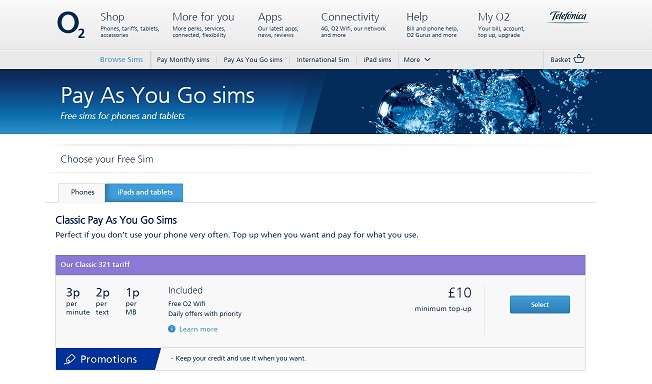 O2 Homepage Screenshot