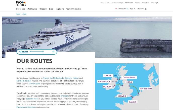 P&O Ferries Website