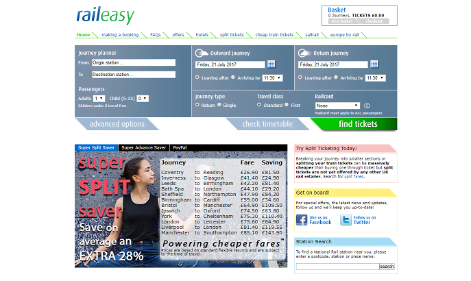 Raileasy Homepage Screenshot