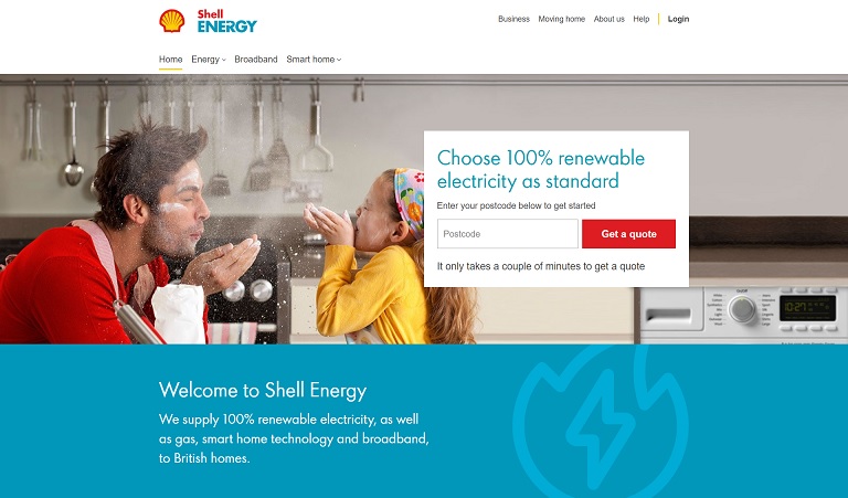 Shell Energy Homepage Screenshot