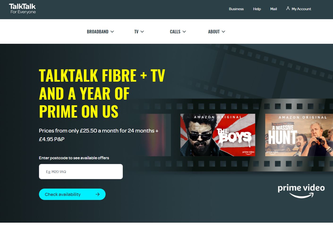TalkTalk homepage screenshot