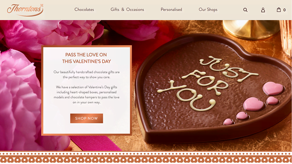 Thorntons Chocolate Homepage Screenshot