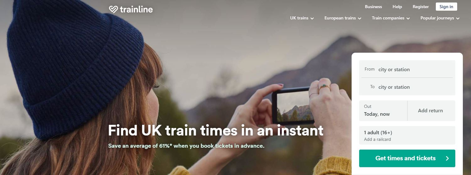 Trainline Homepage