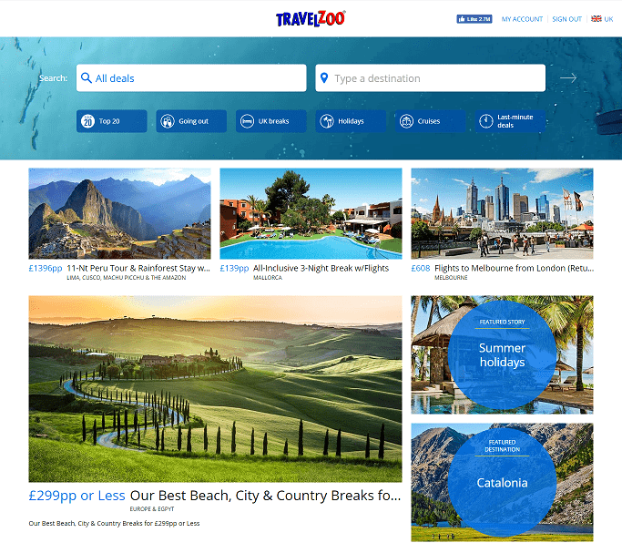 Travelzoo Homepage Screenshot
