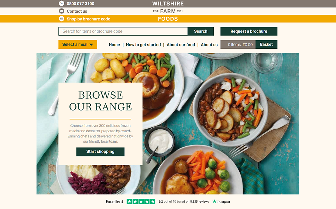 Wiltshire Farm Foods Homepage Screenshot
